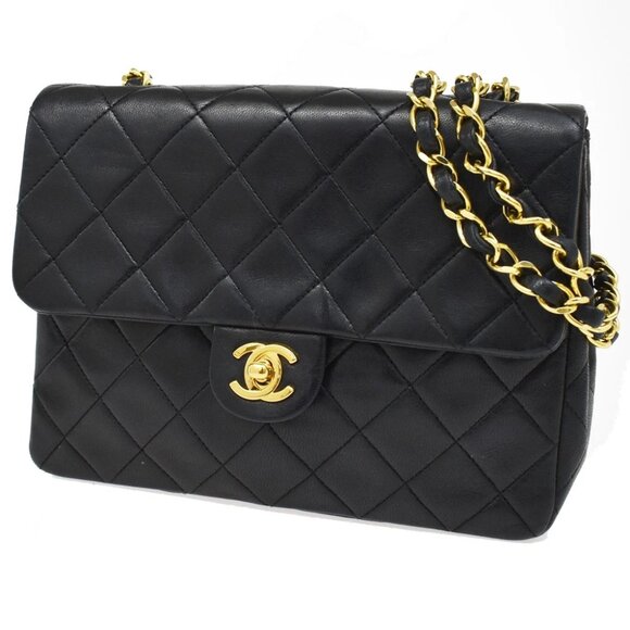 CHANEL CC Mini Matelasse Chain Shoulder Bag Leather Black GHW Vintage 359RL307 - Picture 1 of 16